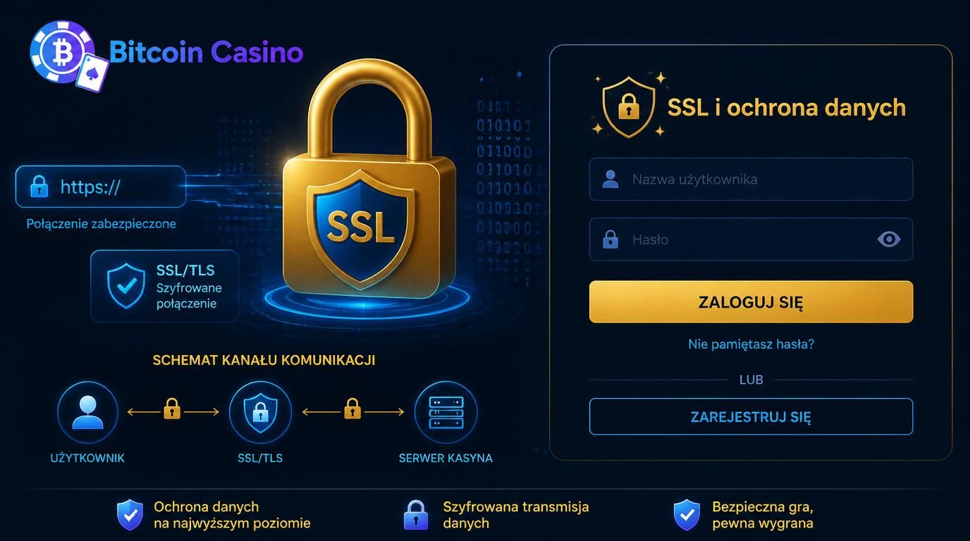 Ikona kłódki, ekran logowania, tekst SSL i ochrona danych